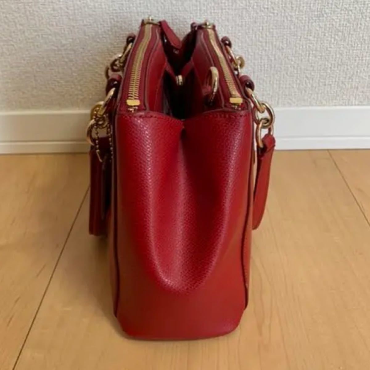 ★訳あり★COACH コーチ ショルダー ハンドバッグ 2way 赤 レッド