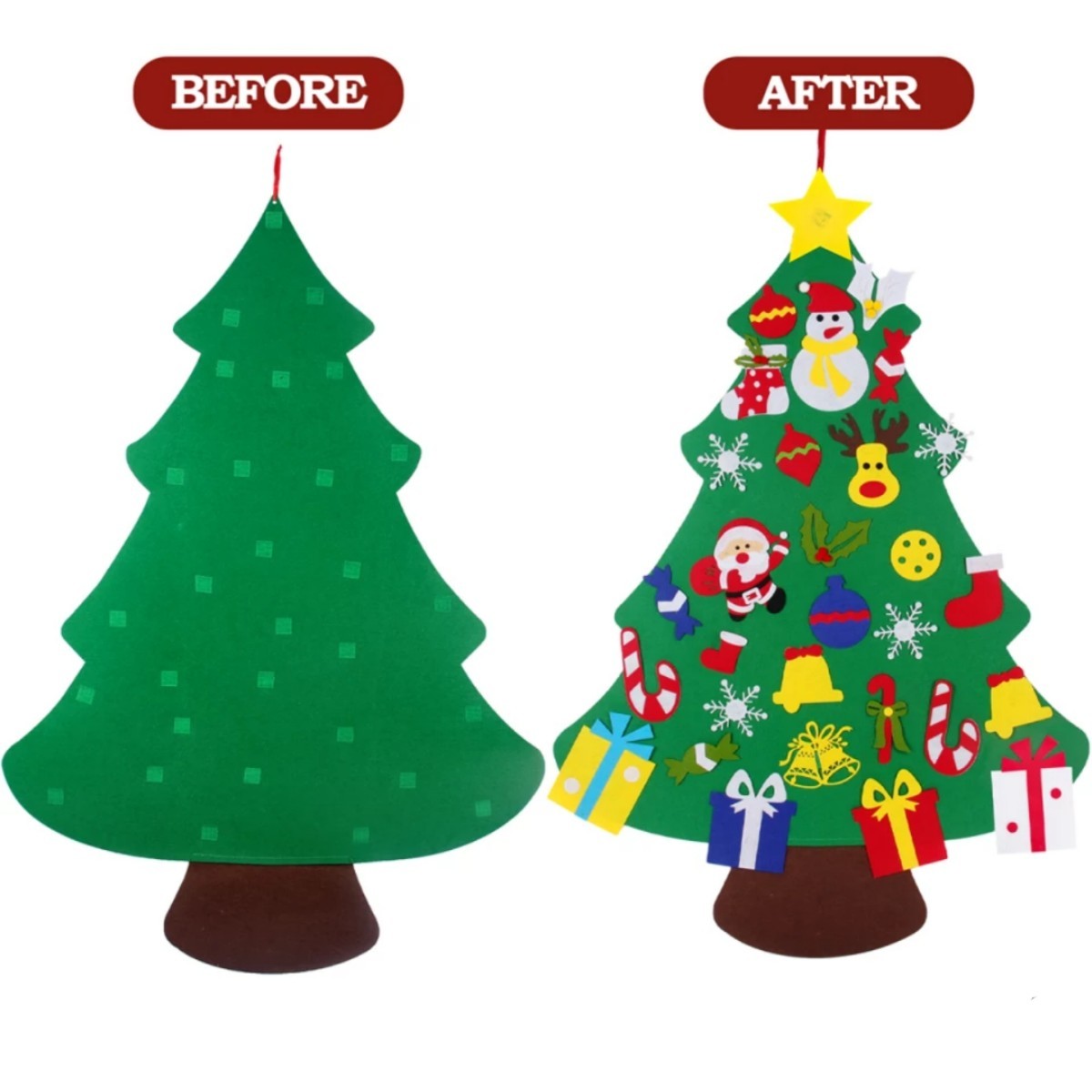 フェルトクリスマスツリー DIY 子供用 知育玩具 メリークリスマス マジックテープ E-4 壁面飾り 保育園 幼稚園 飾り