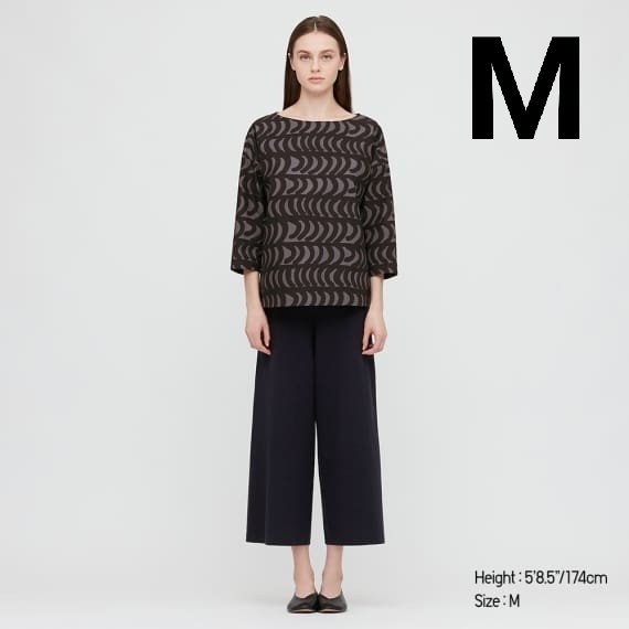 Mサイズ　マリメッコ　marimekko　ユニクロ　ブラック　黒　7部袖　UNIQLO　コラボ　ボーダーストライプ