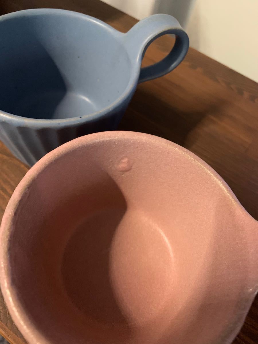 ピンクのみ　スープマグ　フリーカップ　わかさま陶芸　しのぎ