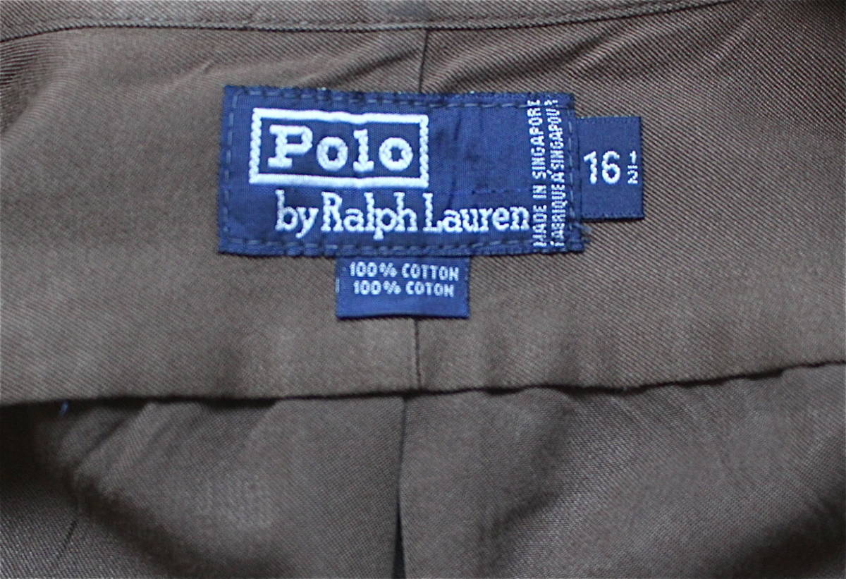 POLO RALPH LAUREN ボタンダウン シャツ（16 1/2）ポロ ラルフローレン 90s ビッグサイズ 長袖 ドレス 刺繍ロゴ_画像3