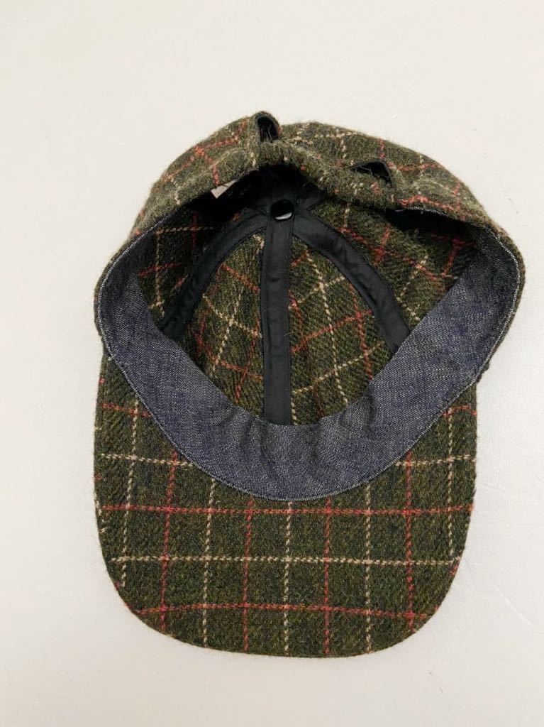秋冬 FULL COUNT 日本製ウールキャップ ツイード 格子 チェック グリーン 緑 フルカウント 帽子_画像5