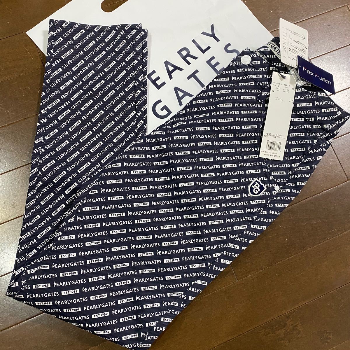 さらにお値下げ★パーリーゲイツPEARLYGATESオールロゴ定番系ルアンチンカルゼストレッチパンツロゴ柄プリント1新品未使用★