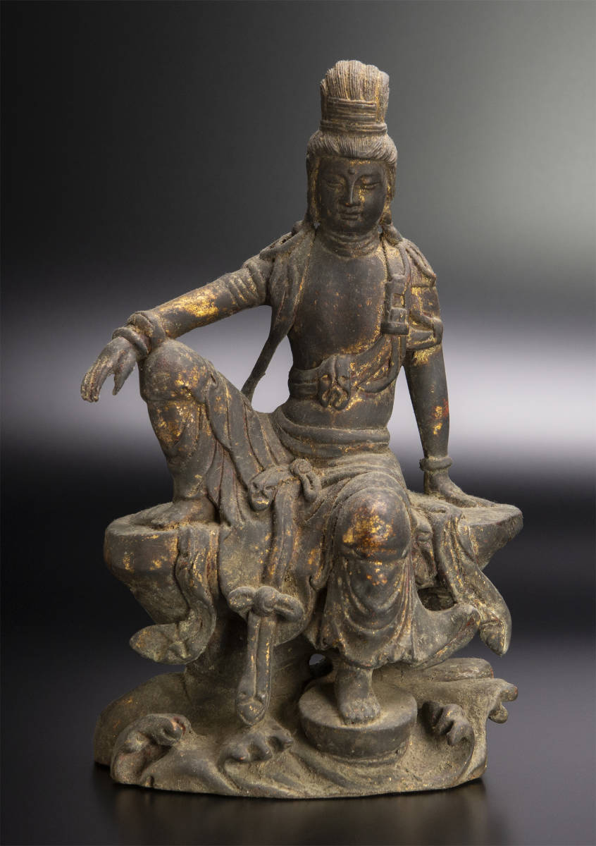 豪奢な 明 木胎水月観音坐像 中国 古美術 仏像