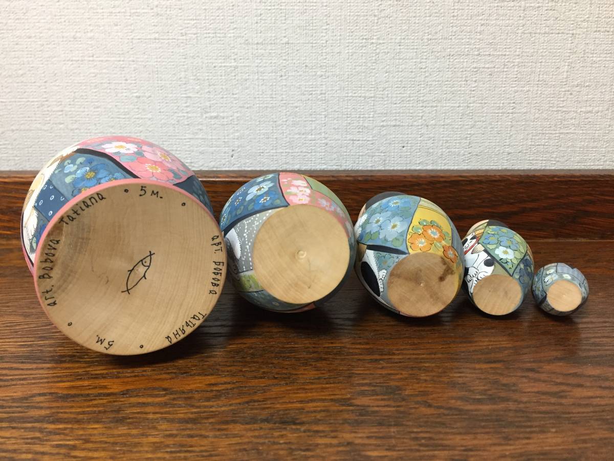 2022年最新海外 ロシア雑貨☆着物マトリョーシカ(5P)14.5cm タチアナ