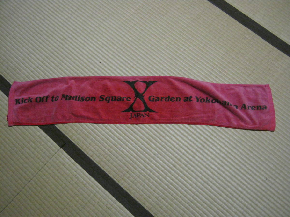 X JAPAN エックス /KICK OFF TO MADISON SQUARE : GARDEN AT YOKOHAMA ARENA フェイスタオル YOSHIKI TOSHI HIDE PATA HEATH SUGIZO EXTASY_画像1