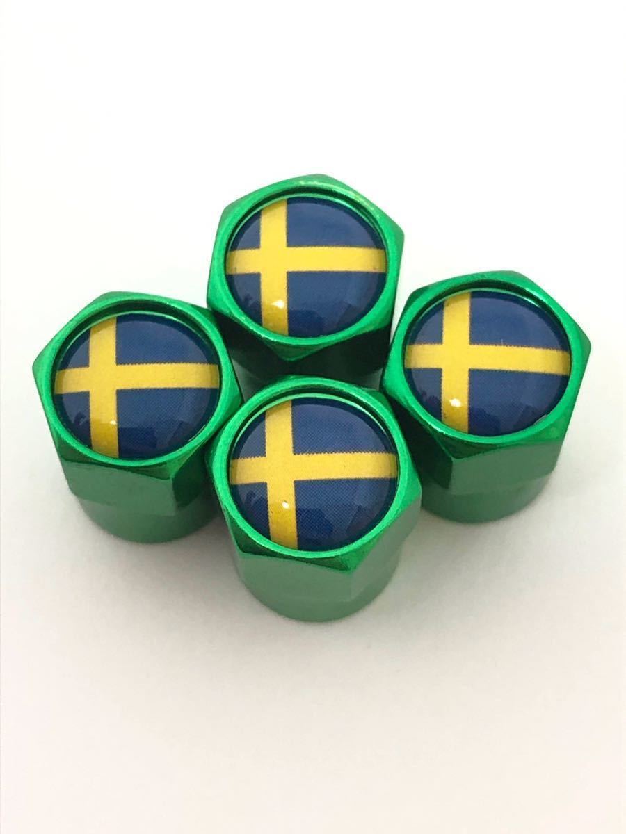 E 緑 スウェーデン 国旗 ステッカー バルブキャップ エンブレム ボルボ VOLVO V40 50 60 70 90 XC40 60 70 90_画像3
