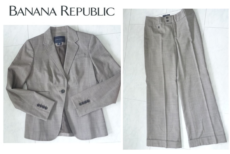 美品 BANANA REPUBLIC　バナナリパブリック ★ 茶ブラウン系　パンツ　裾折り返しデザイン　スーツ　6　L相当