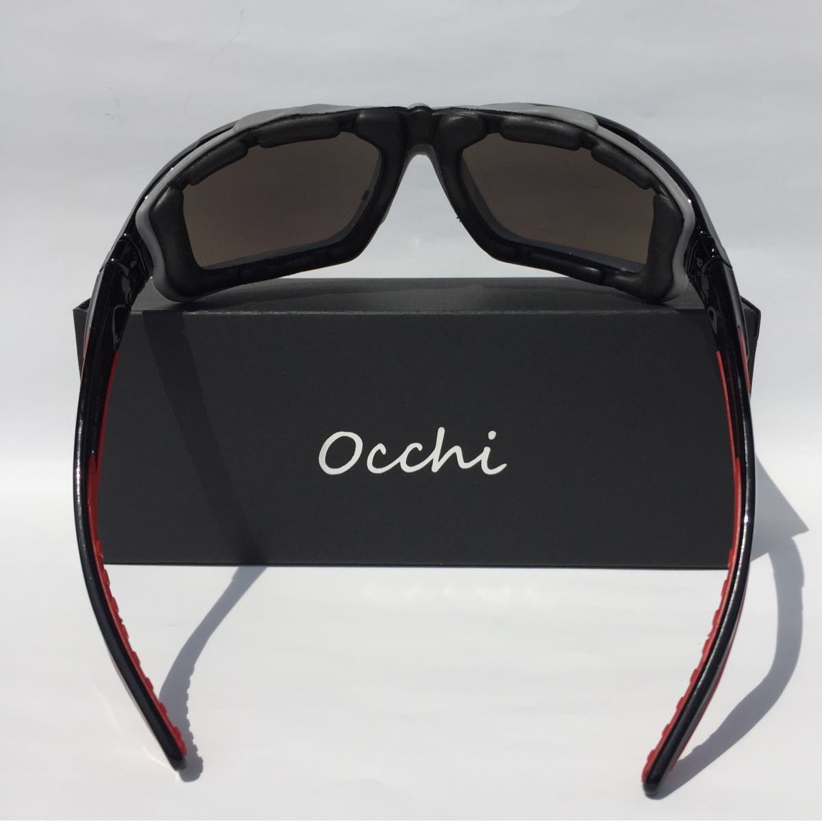 新品 OCCHI 偏光サングラス UV400 軽量 スクエア型 ブルーミラー