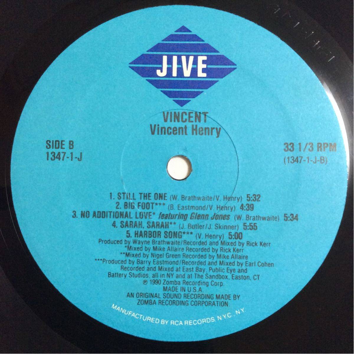 VINCENT / Vincent Henry / LP レコード / US ORIGINAL / 1990 / JAZZ / FUSION / R&B / SOUL/_画像6