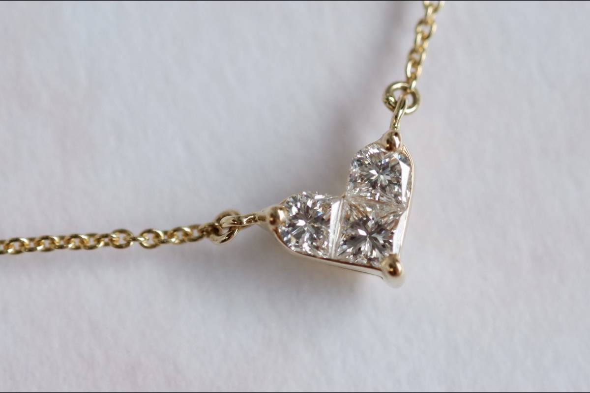 K18 ミステリアス ハート ダイヤモンド 0.28ct ネックレス ペンダント_画像2