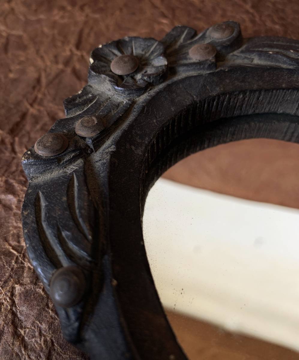 インド 鏡 壁掛け 木製 木彫り インテリア ヴィンテージ アンティーク _画像4