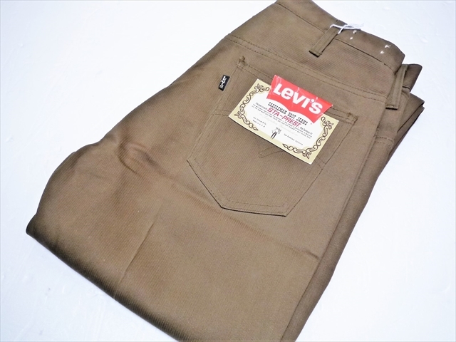 70’ｓ ビンテージ Levi's リーバイス STA-PREST ピケ BIG E 茶 USA製 スタプレ W28 L30 デッドストック ボトム パンツ 未使用 美品 男女兼_画像1