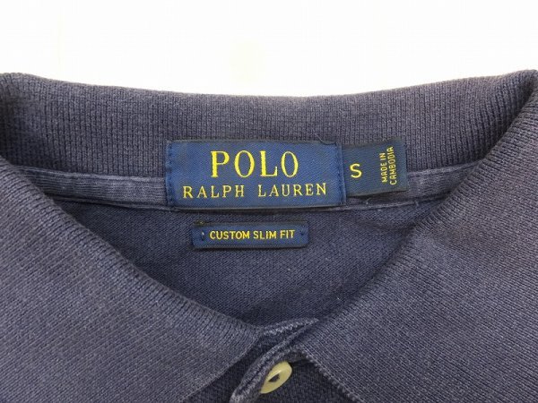 〈送料280円〉Polo Ralph Lauren ラルフローレン メンズ ワンポイント刺繍 鹿の子 半袖ポロシャツ S 紺_画像2