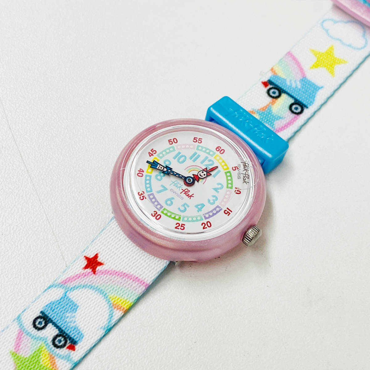 FLIK FLAK フリックフラック SWATCH　ROLLER DISCO　ZFBNP102 スイス製　キッズ腕時計 ホワイト クォーツ　31.85mm_画像1