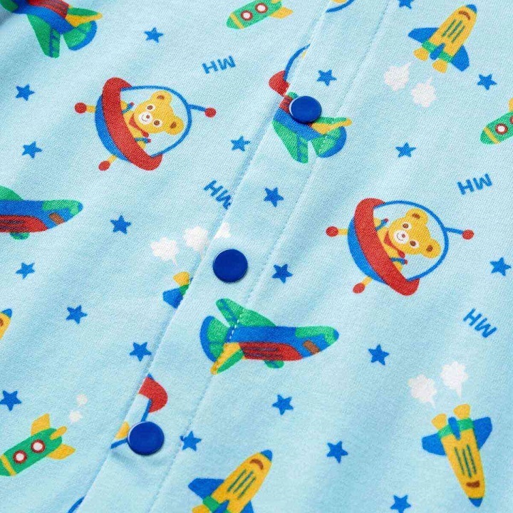  быстрое решение![ Miki House ] новый товар не использовался!mikihouse 100cm 95cm~105cm космонавт pchi-* передний открытие длинный рукав пижама мужчина Kids ребенок одежда голубой 