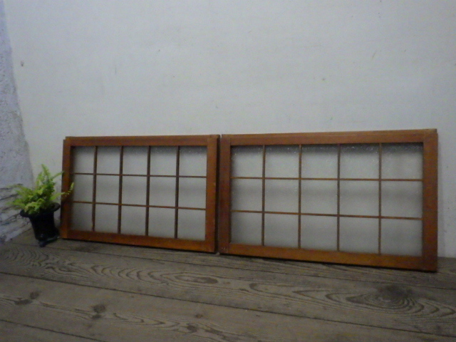 yuX0824*(1)[H40,5cm×W65cm]×2 листов * ретро тест ... маленький ... старый дерево рамка-оправа стекло дверь * старый двери раздвижная дверь рама маленькое окно Akira .. брать . старый дом в японском стиле воспроизведение A.1