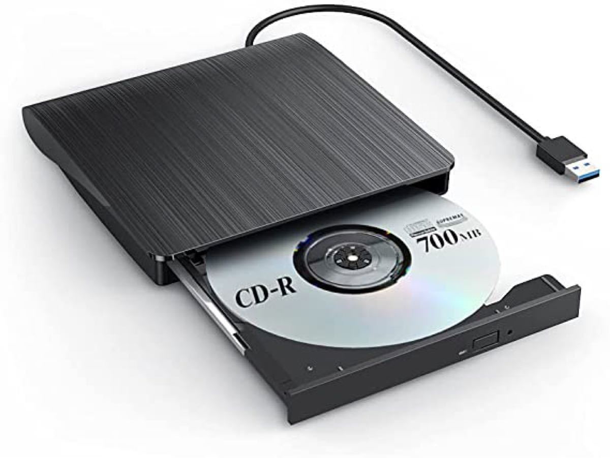 外付けDVDドライブ ポータブル DVDプレイヤー DVD±RW USB3.0 CD-RW Window 薄型