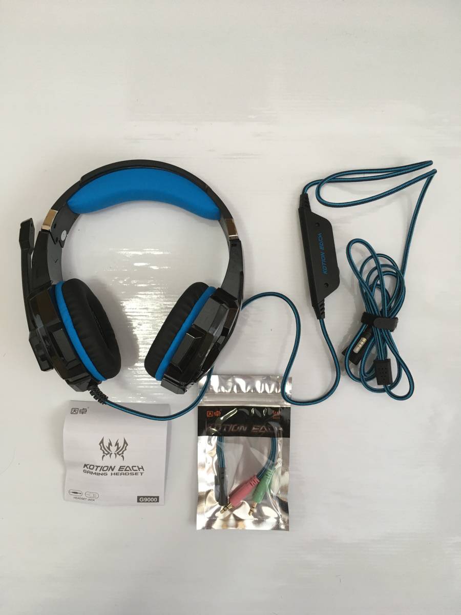 ZB-ж16/中古・KOTION EACH PRO GAMING HEADSET G9000(青）/中国製/日本語説明書付き/ゲーム用ヘッドセット ヘッドホン_画像3