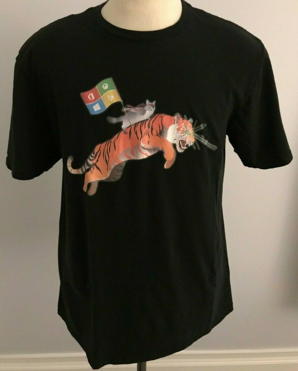 新品 Microsoft Ninja Cat Dragon Tシャツ マイクロソフト WINDOWS 10 ニンジャ キャット ドラゴン Ninjya Cat 企業T os ninjacat_画像4