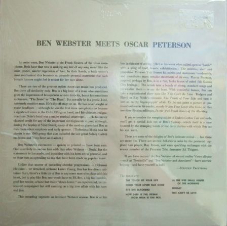 ３枚で送料無料【独Speakers Corner/Verve】Ben Webster & Oscar Peterson/Ben Webster Meets Oscar Peterson_画像3