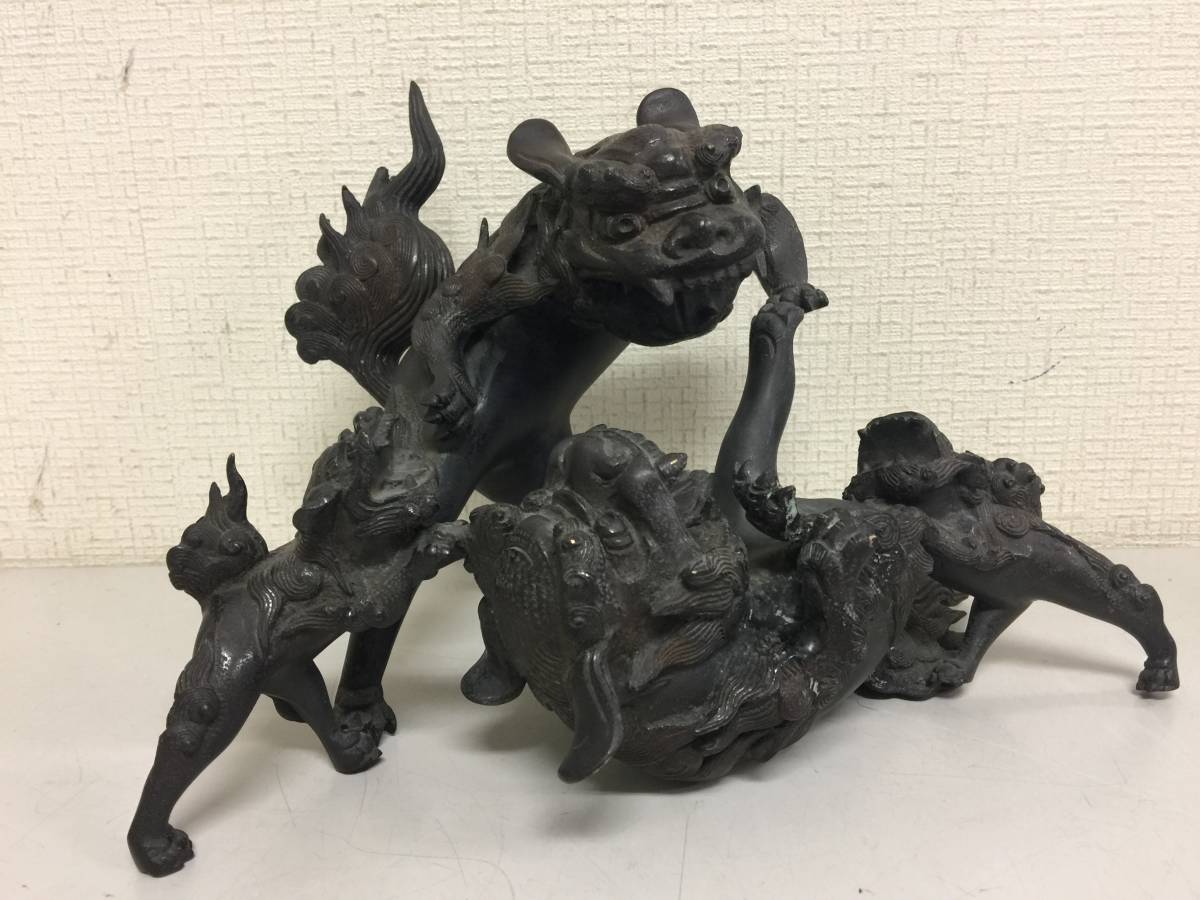 在銘 春宗 古銅 獅子の親子 5.27kg 時代 金属製 蔵出し A2M1 | www