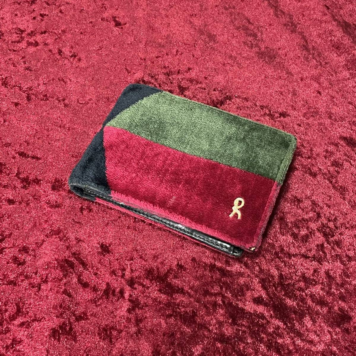 人気 vintage ロベルタディカメリーノ ベロア マルチカラー 折り畳み財布