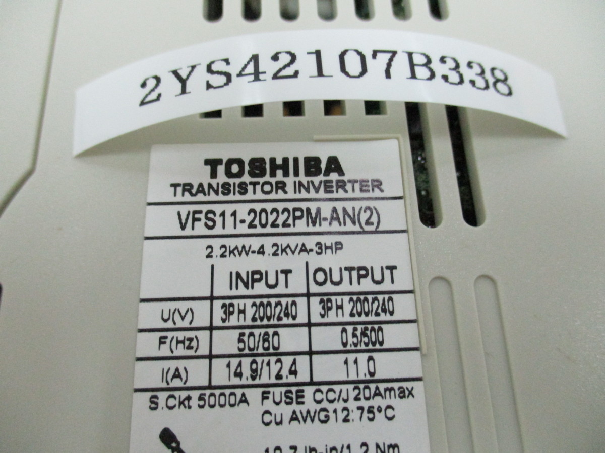 TOSHIBA VFS11-2022PM-AN(2) 多機能・小形インバータTOSVERT ２ ...