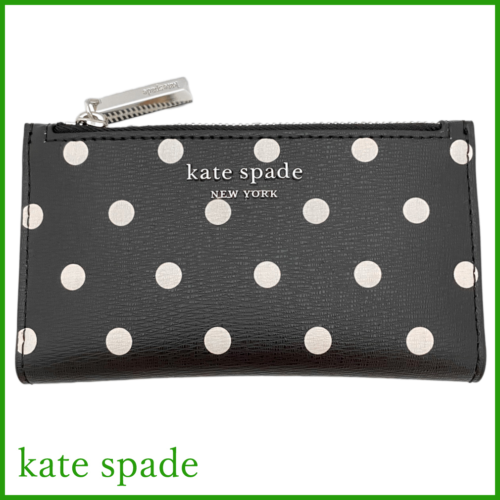 新品ケイトスペードkate spadeドット柄 コイン&カードケース 黒