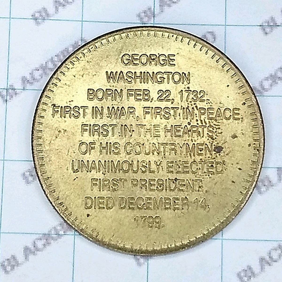 送料無料)初代アメリカ合衆国大統領 ジョージ・ワシントン 記念コイン 10.11g A03931_画像2