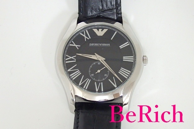 エンポリオ アルマーニ EMPORIO ARMANI クラシック メンズ 腕時計 AR 1703 ブラック 文字盤 SS レザー アナログ クォーツ【中古】bt2206
