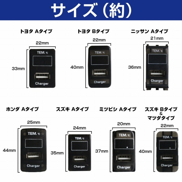 ニッサンAタイプ スカイラインクーペ V36 LED/レッド 温度計+USBポート 充電 12V 2.1A 増設 パネル USBスイッチホールカバー 電源_画像5