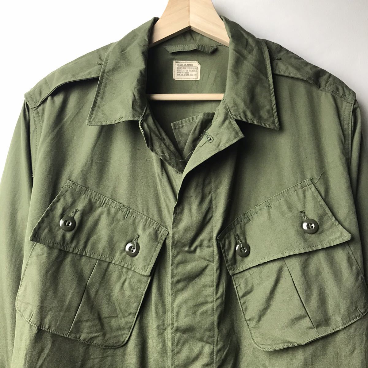 60s Vintage military 1964 year Vietnam war fa tea g shirt jacket 1st cotton po pudding S-R dead stock 1964