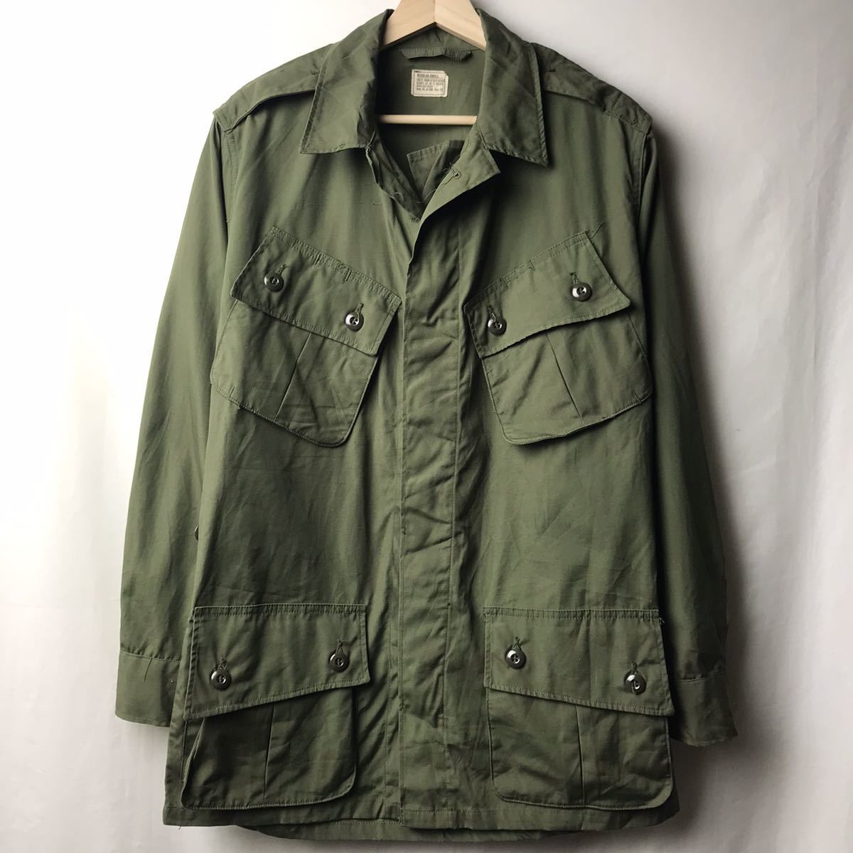 60s Vintage military 1964 year Vietnam war fa tea g shirt jacket 1st cotton po pudding S-R dead stock 1964