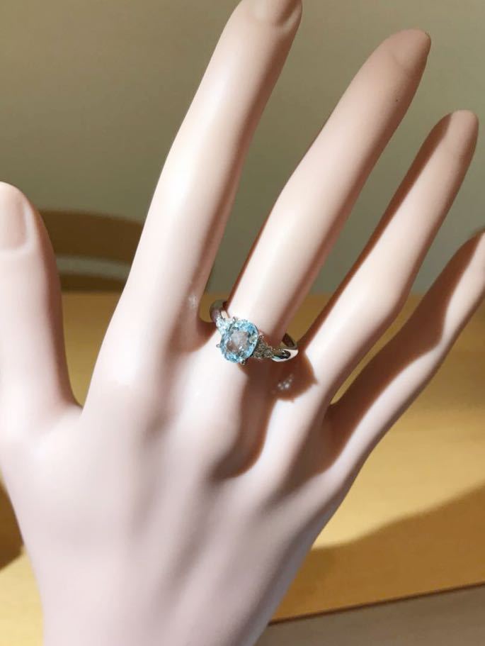 ☆ジュエリーマキPt850アクアマリン&ダイヤリング 1.62ct