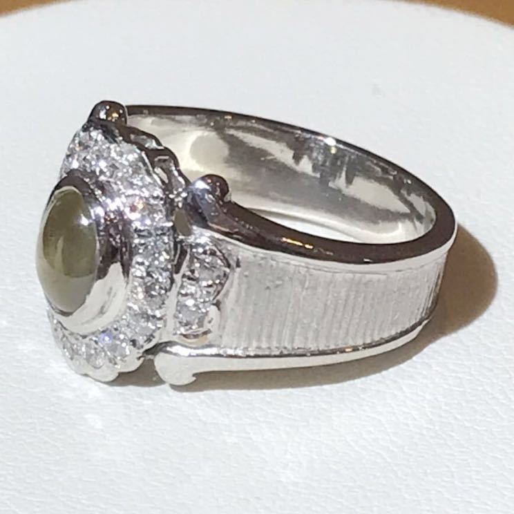 ☆Pt900 キャッツアイ&ダイヤリング 1.56ct☆ - institutoates.com.br