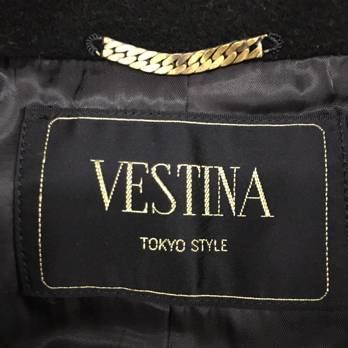 VESTINA TOKYO STYLE CASHMERE ベスティナ 東京スタイル ロングコート ビッグサイズ ウール カシミヤ混 黒
