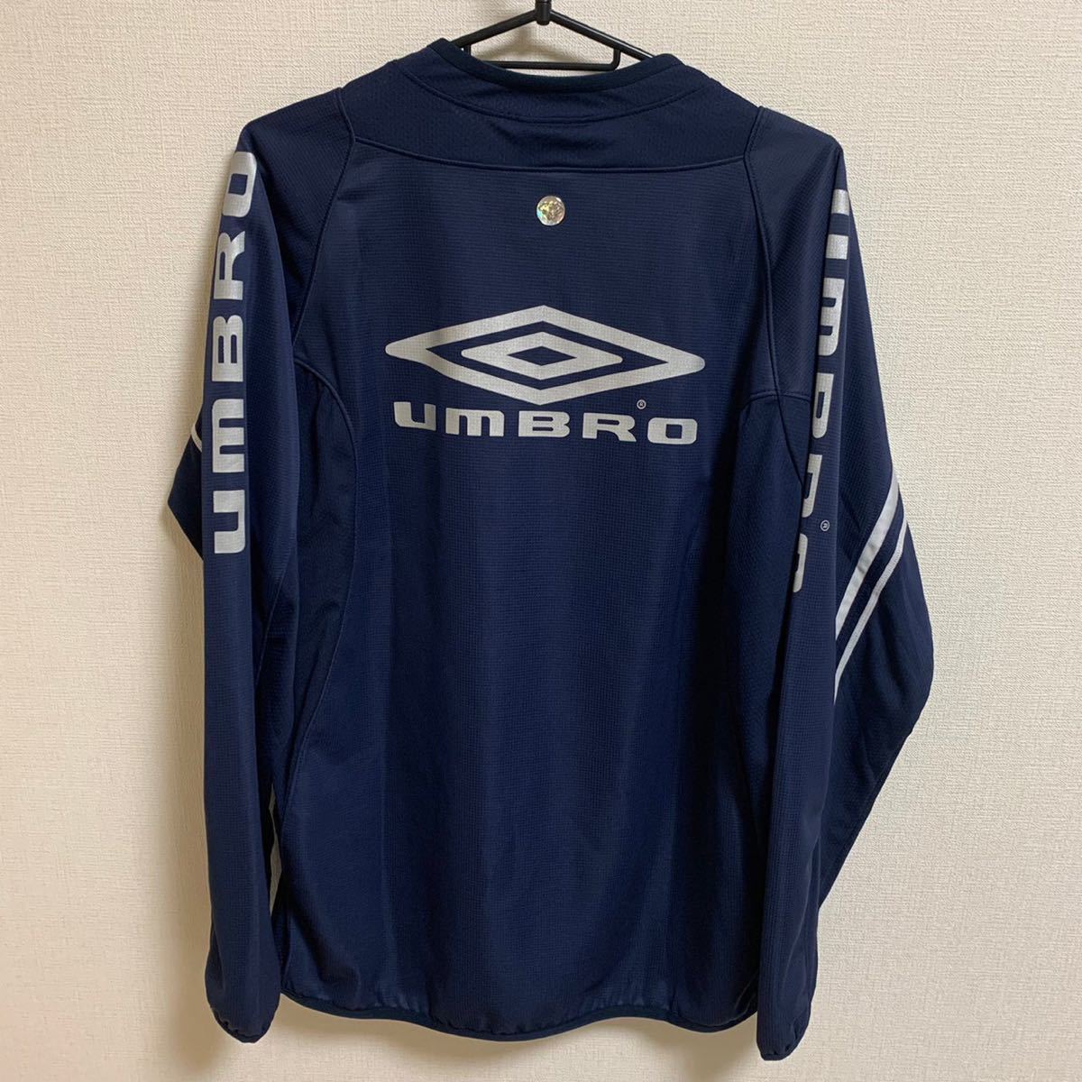 【極美品】UMBRO 長袖 プラクティスシャツ ネイビー シルバー アンブロ トレーニングウェア サッカー フットサル