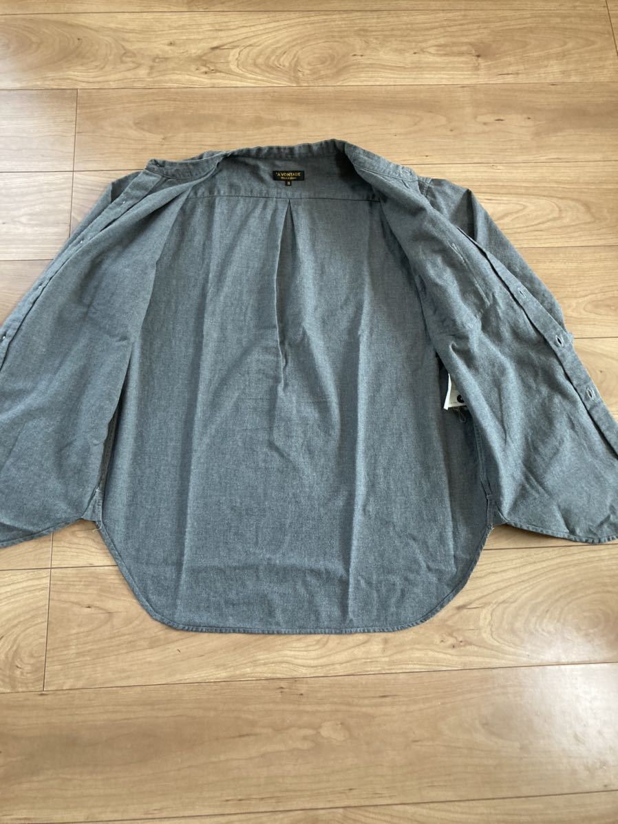 A Vontade ノーカラーシャツ　グレー　size S_画像4