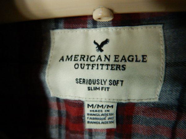 to3767　AMERICAN　EAGLE　アメリカン　イーグル　アウトフィッターズ　長袖　チェック　ボタンダウン　シャツ　ネルシャツ　微起毛　人気_画像4