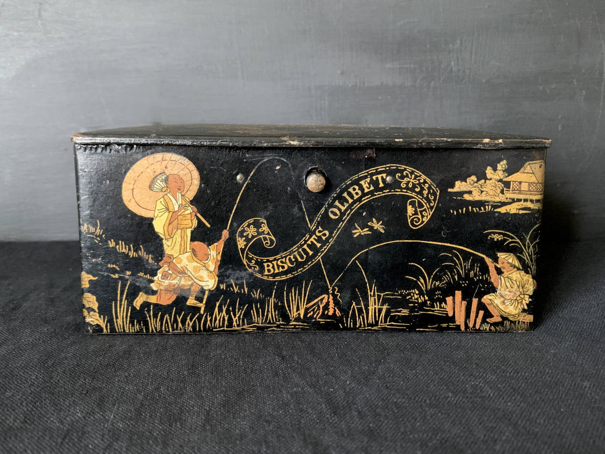 フランス 19世紀 パピエマシェ 箱 ボックス 漆塗り ジャポニズム 小物入れ 民藝 骨董 美術 アンティーク_画像2