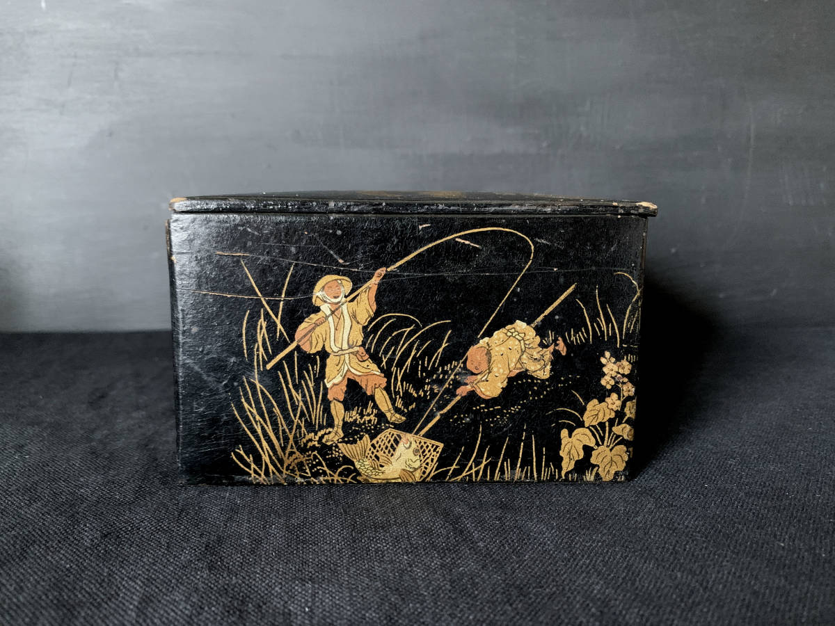 フランス 19世紀 パピエマシェ 箱 ボックス 漆塗り ジャポニズム 小物入れ 民藝 骨董 美術 アンティーク_画像8