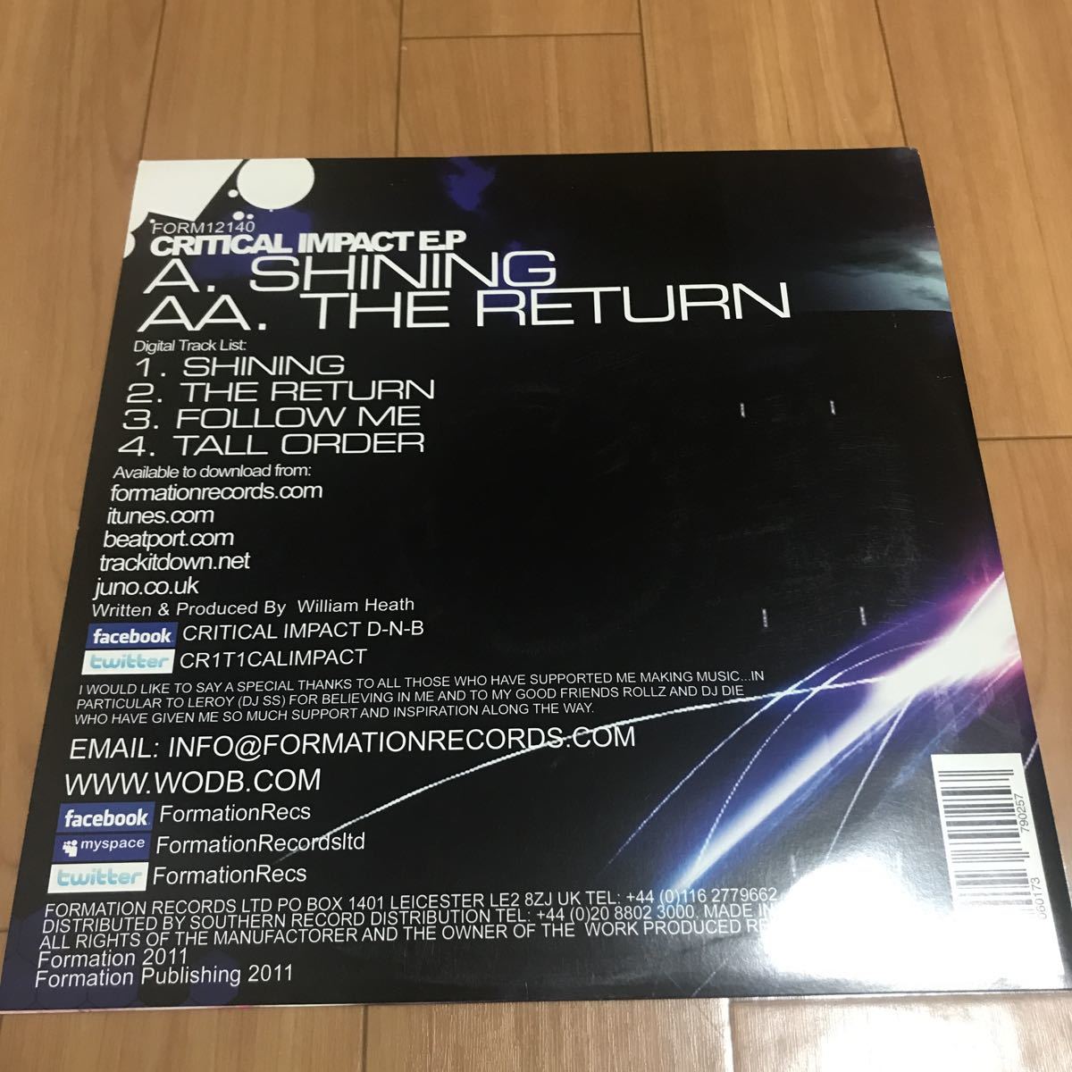 【Drum & Bass】Critical Impact / Shining - Formation Records ドラムンベース_画像2