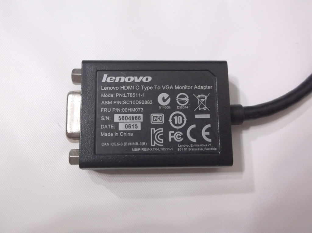 レノボ lenovo HDMI C Type To VGA Monitor Adapter HDMI Cタイプ to VGAモニターアダプター LT8511-1