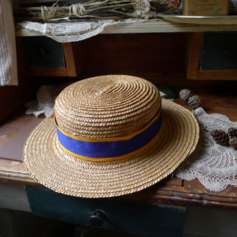 英国アンティーク帽子　西洋帽子　アンティーク帽子　カンカン帽/麦わら帽子/ストローハット　ジブリ帽子　イギリスフランス雑貨