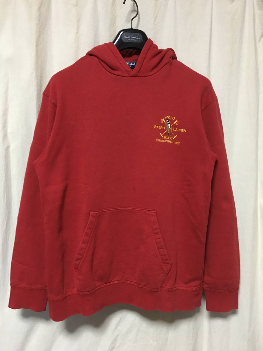 Polo by Ralph Lauren ポロ ラルフローレン スエット地パーカー 赤(落ち着いた) 170(S程度?) 中古品 ナイガイ_画像1