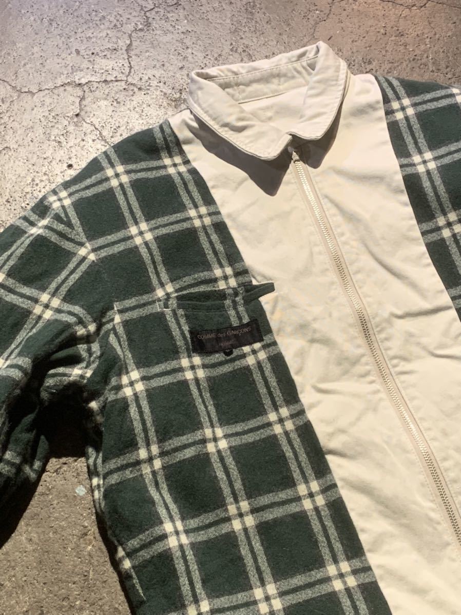 COMME des GARCONS HOMME コムデギャルソンオム 1980s リバーシブルウールチェックジップブルゾン 80s 初期 _画像3