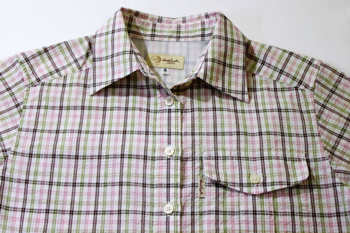 *WholeEarth horn lure s* short sleeves sia soccer check shirt lady's :S