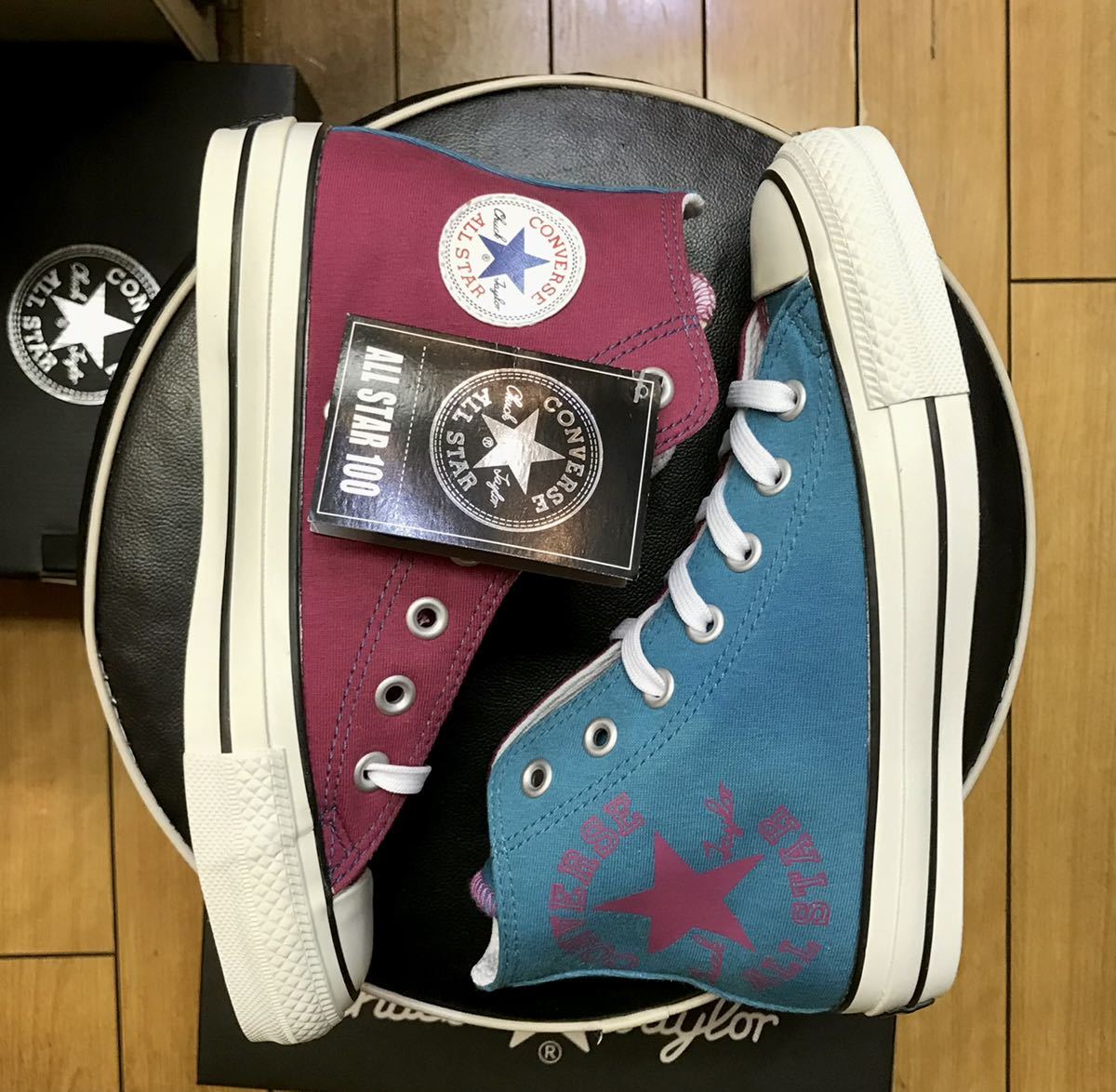 CONVERSE ALL STAR 100 COMBISWEAT HI コンバース　オールスター　100 コンビスウェット　ハイ　ターコイズ　パープル　レディース　劣化品_画像9