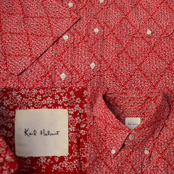 KS4541 Karl hell mKARL HELMaro is short sleeves shirt M shoulder button down total pattern floral print mail xq